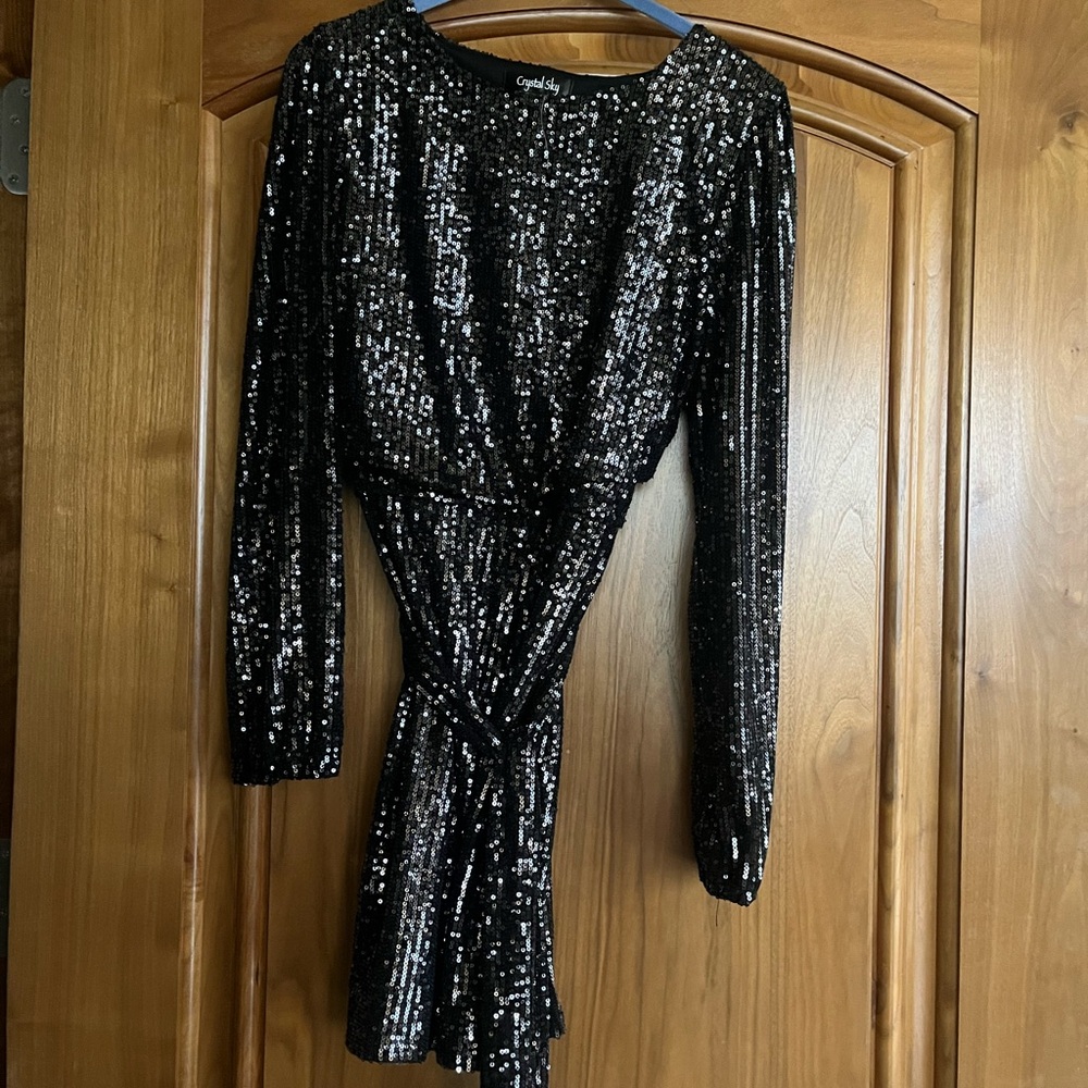 Sparkly Black Long Sleeve Dress(for a petite size lady) or Top!